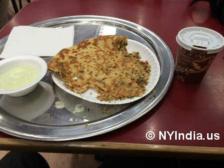 Chandni Restaurant NYC Gobi Paratha © nyindia.us